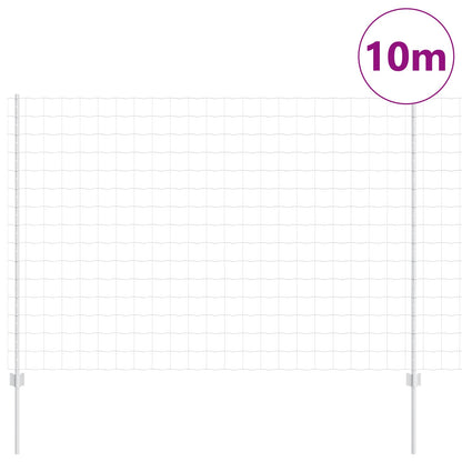 Euro Fence with Post 10 x 1.5 m Galvanised Steel Silver Mesh