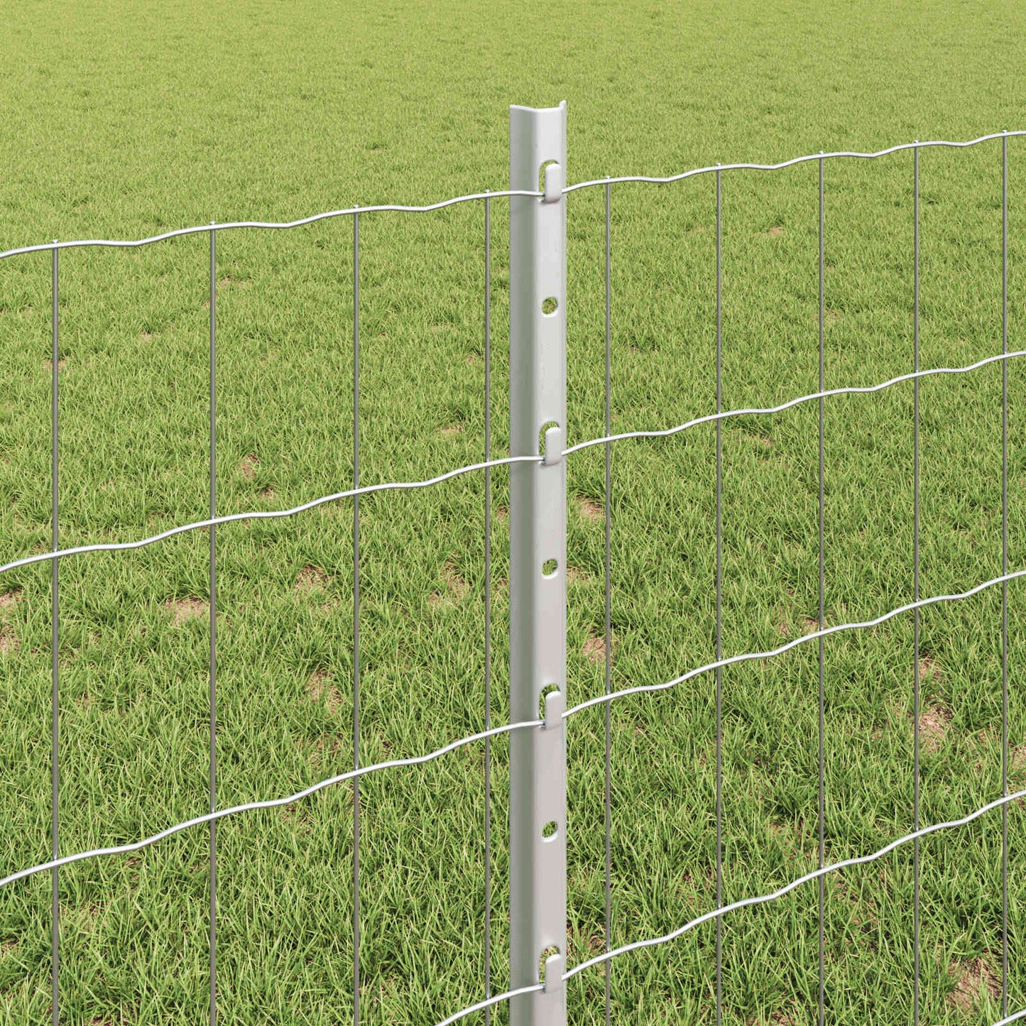 Fence with Post Silver 0.8 x 25 m Steel