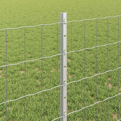 Fence with Post Silver 0.8 x 25 m Steel