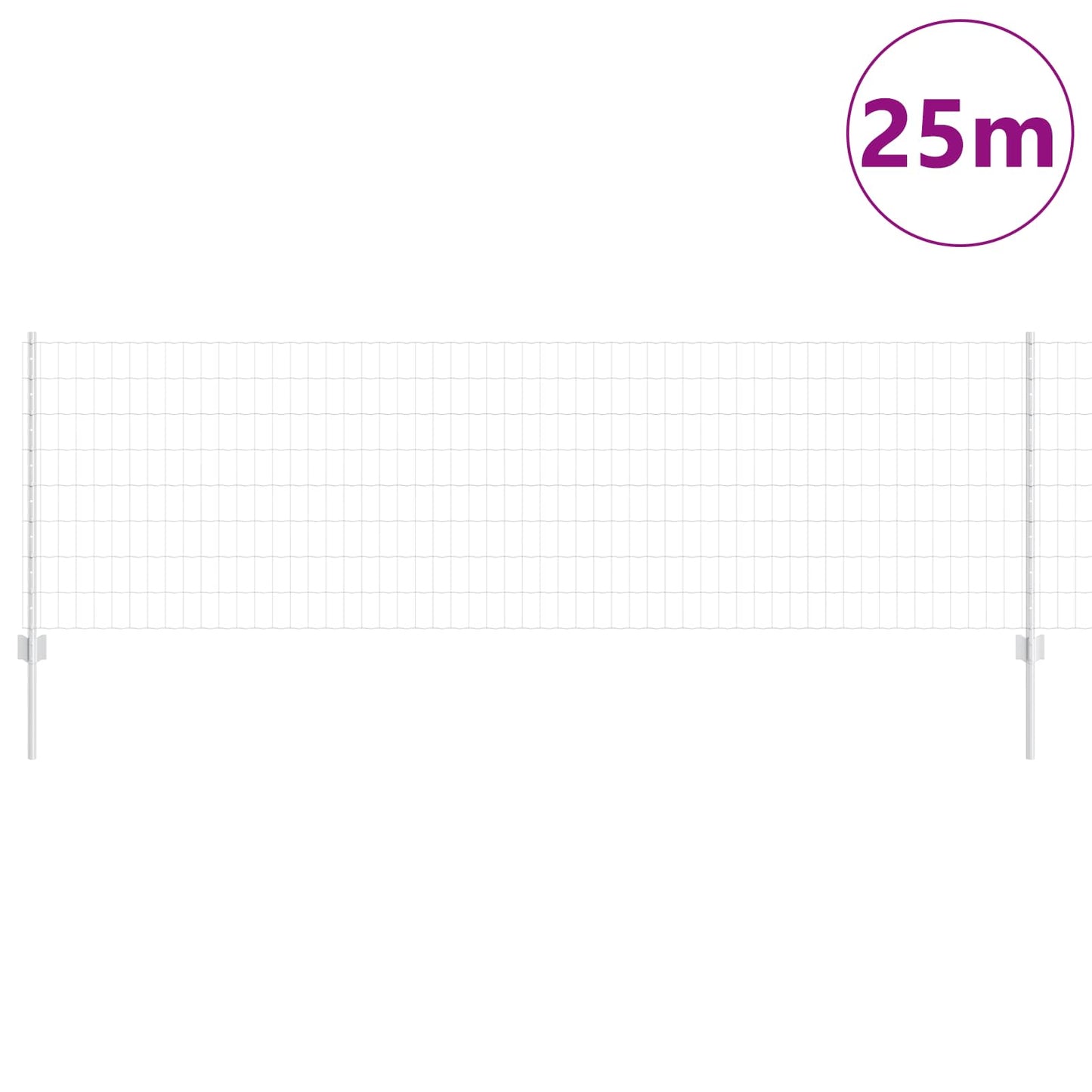 Fence with Post Silver 0.8 x 25 m Steel