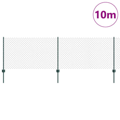 Chain Link Fence with Post 10 x 0.8 m (W x H) PVC-Coated Steel