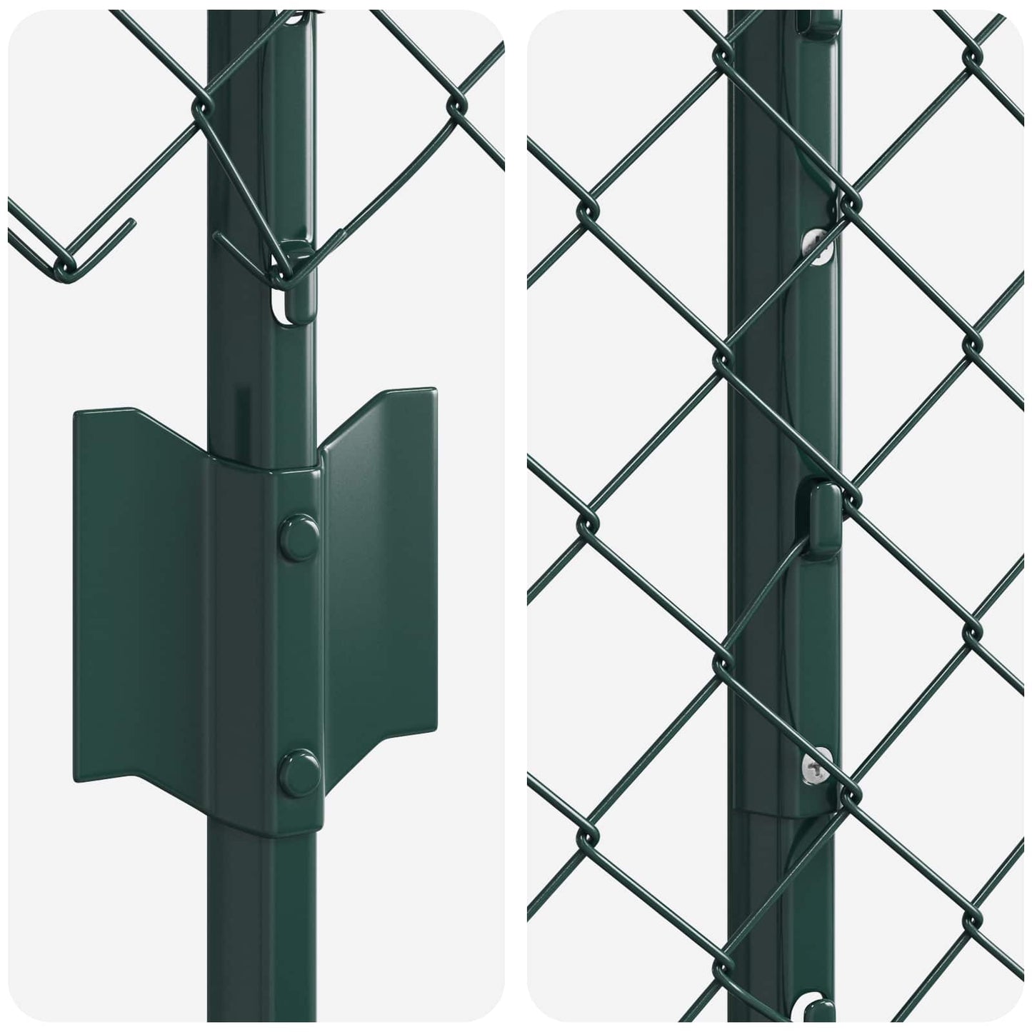 Chainlink Fence with Post 10 x 1.6 m PVC-Coated Steel Green