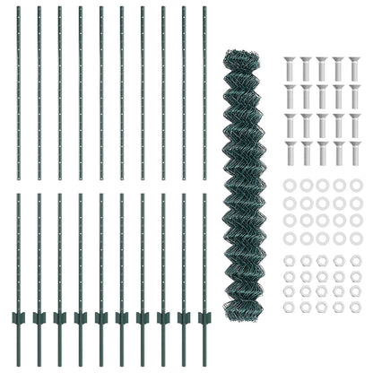 Chainlink Fence with Post 10 x 1.6 m PVC-Coated Steel Green
