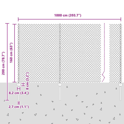 Chainlink Fence with Post 10 x 1.6 m PVC-Coated Steel Green