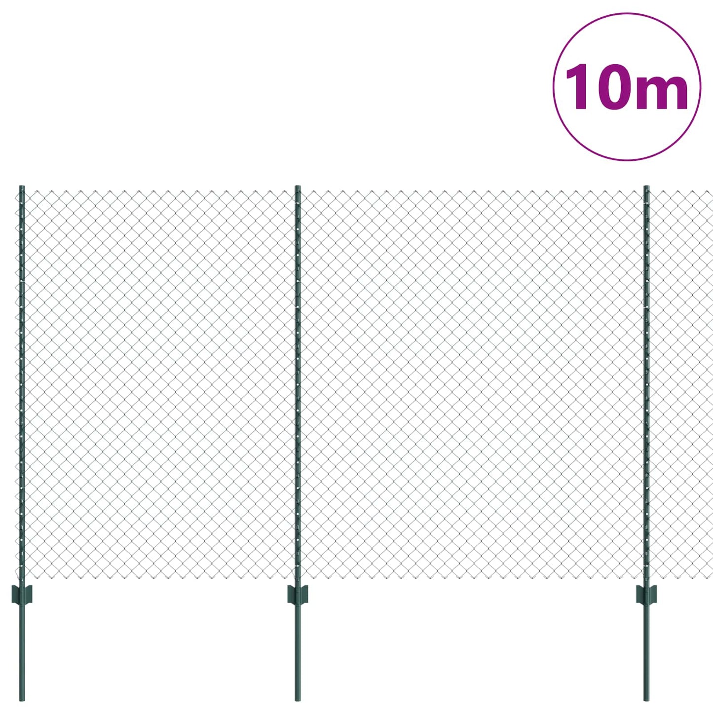 Fence with Post Green 1.6 x 10 m Steel and PVC