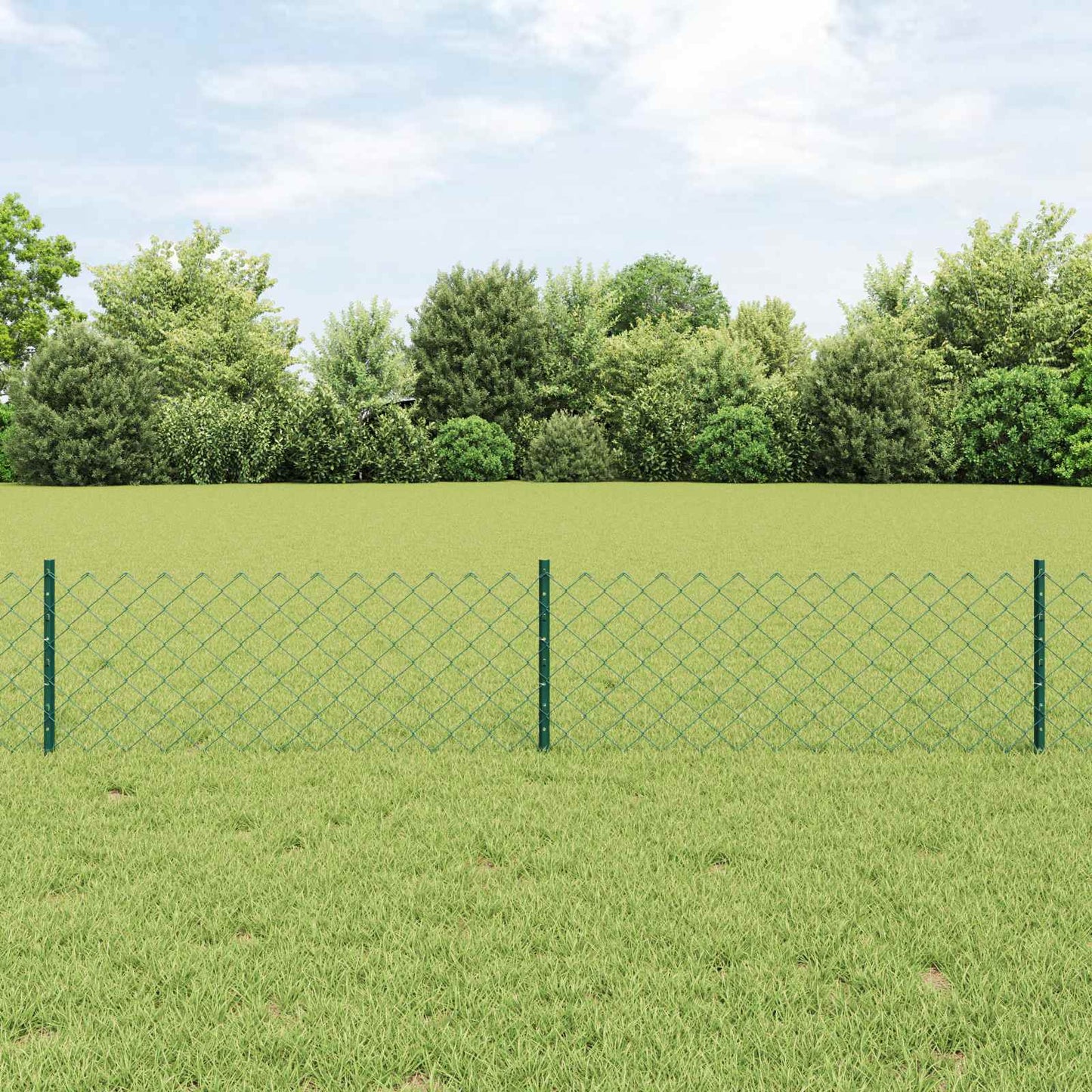 Chainlink Fence with Post 10 x 0.4 m PVC-Coated Steel Green