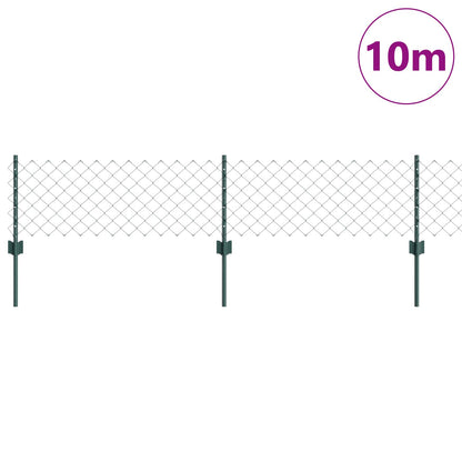 Chainlink Fence with Post 10 x 0.4 m PVC-Coated Steel Green