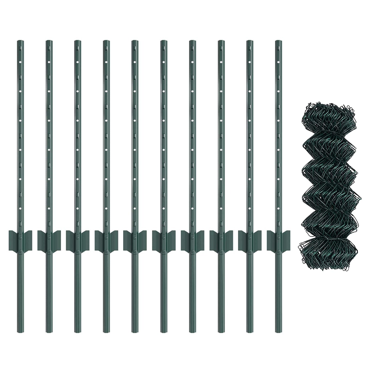 Chainlink Fence with Post 10 x 0.6 m PVC-Coated Steel Green
