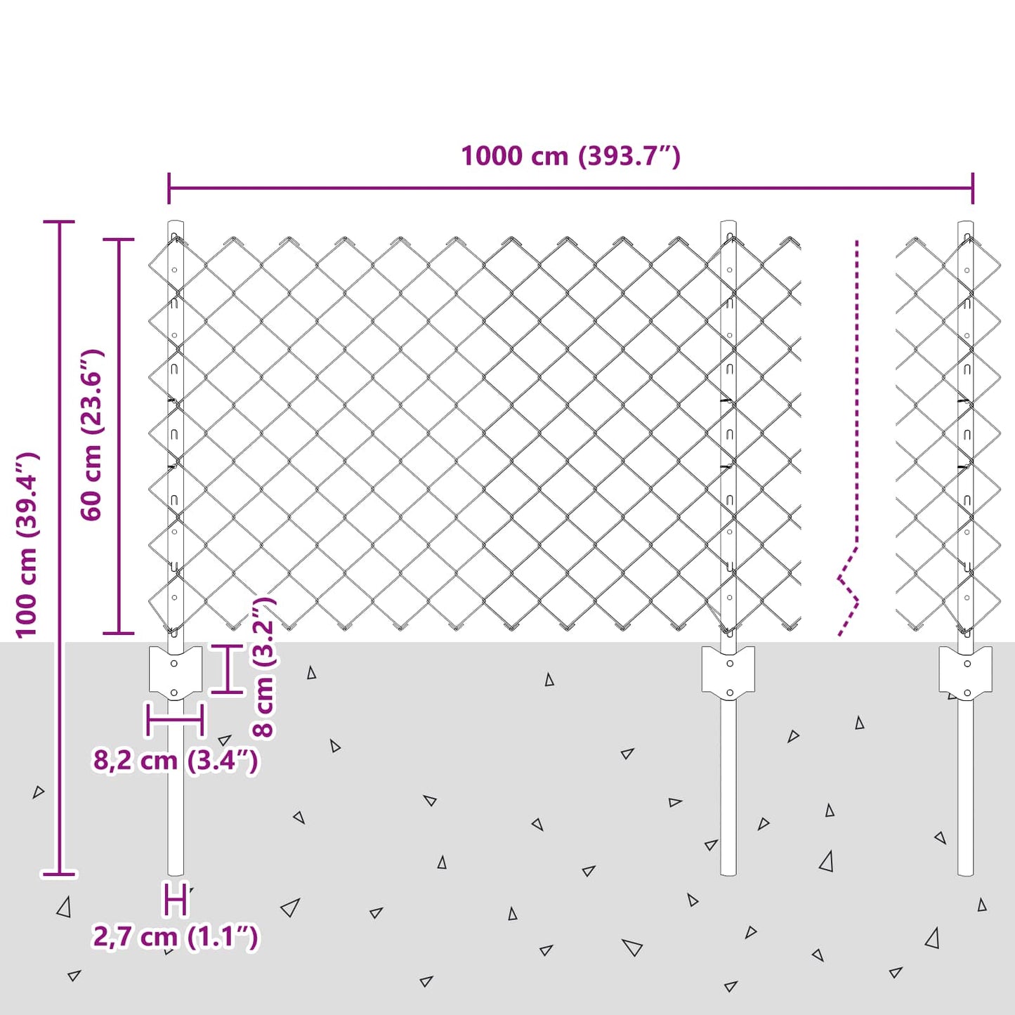 Chainlink Fence with Post 10 x 0.6 m PVC-Coated Steel Green
