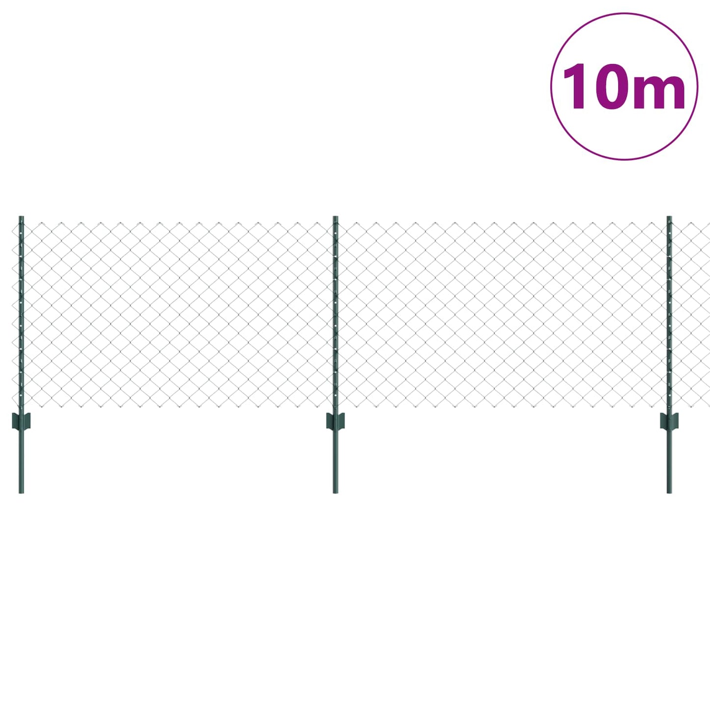 Chainlink Fence with Post 10 x 0.8 m PVC-Coated Steel Green