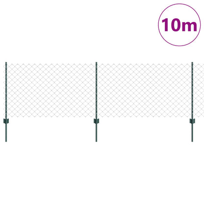 Chainlink Fence with Post 10 x 0.8 m PVC-Coated Steel Green
