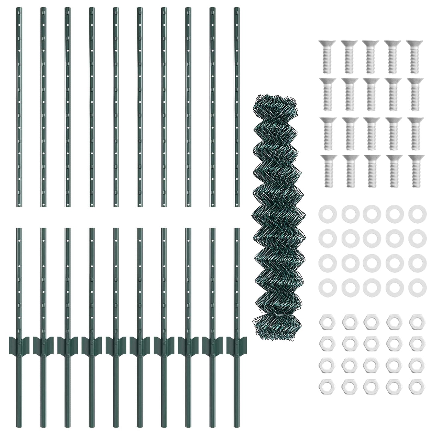 Chainlink Fence with Post 10 x 1 m PVC-Coated Steel Green Mesh