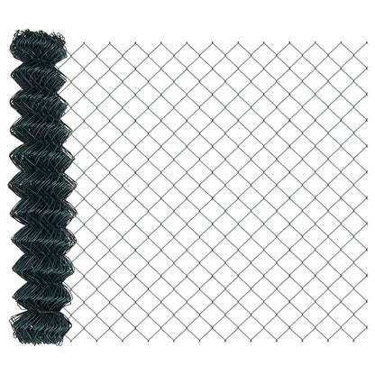 Chainlink Fence with Post 10 x 1 m PVC-Coated Steel Green Mesh