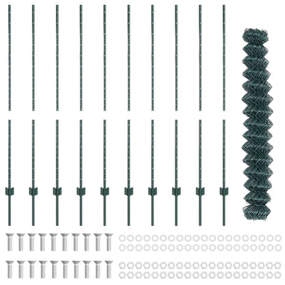 Chainlink Fence with Post 10 x 1.4 m PVC-Coated Steel Green