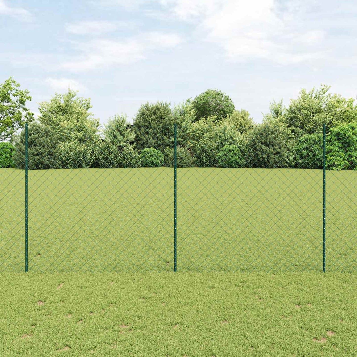 Chainlink Fence with Post 10 x 1.6 m PVC-Coated Steel Green