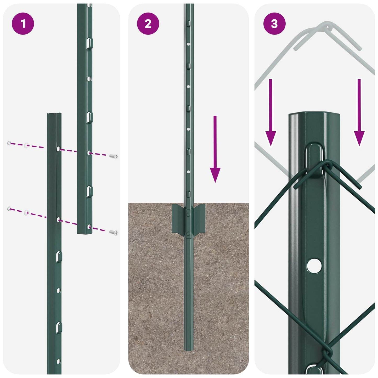 Chainlink Fence with Post 10 x 1.6 m PVC-Coated Steel Green
