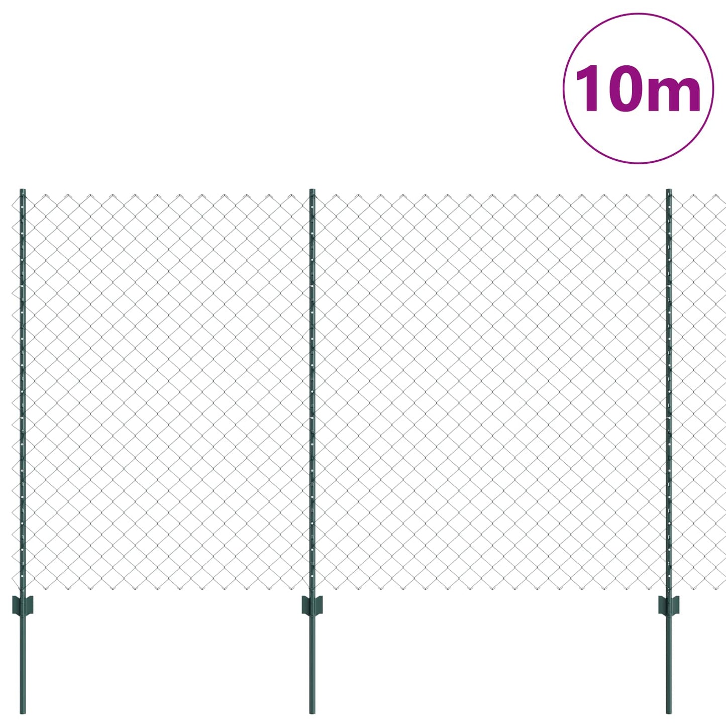 Chainlink Fence with Post 10 x 1.6 m PVC-Coated Steel Green
