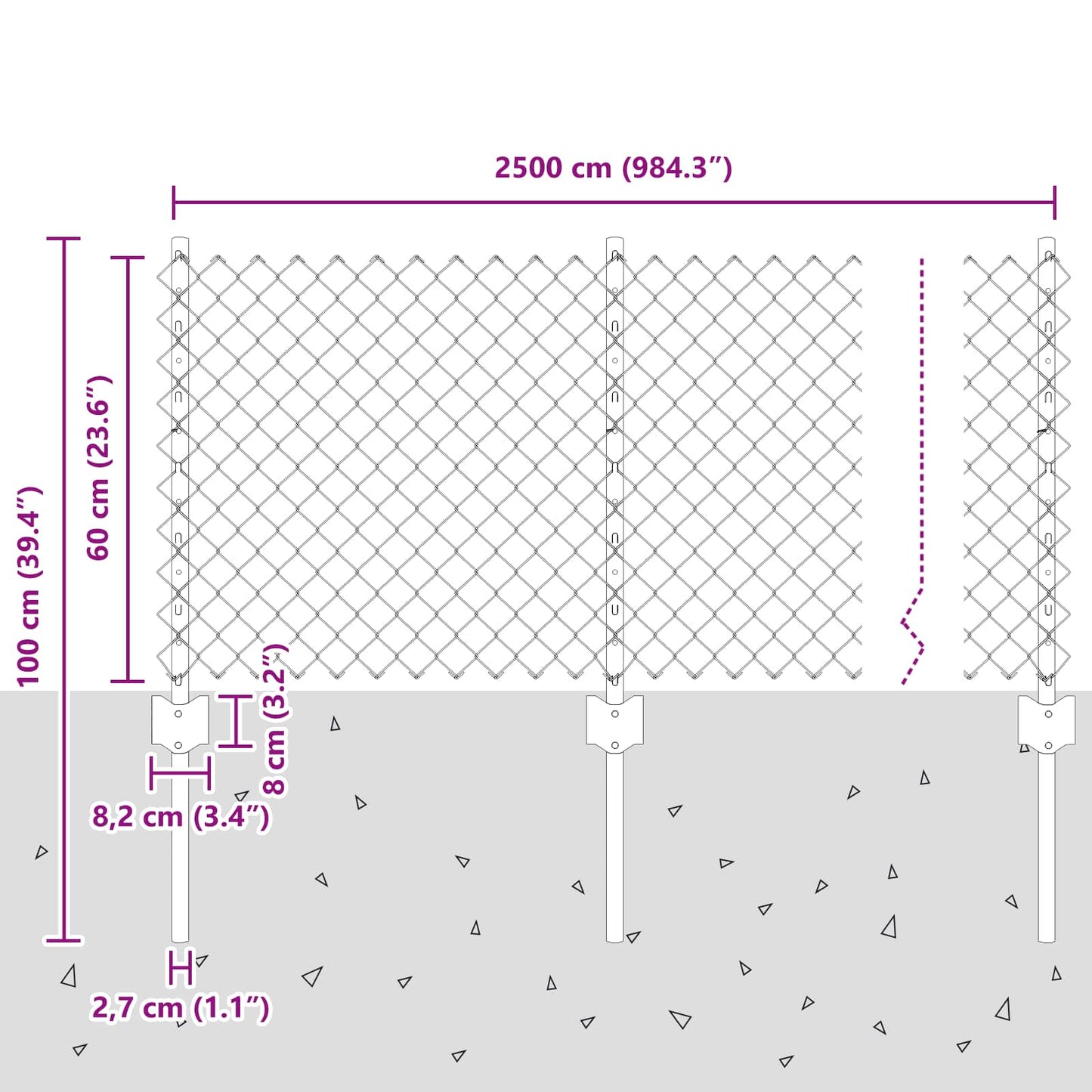 Chainlink Fence with Post 25 x 0.6 m PVC-Coated Steel Green