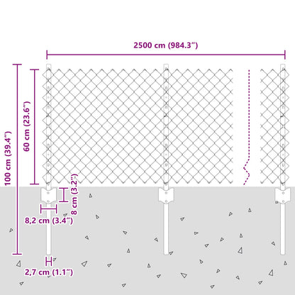 Chainlink Fence with Post 25 x 0.6 m PVC-Coated Steel Green