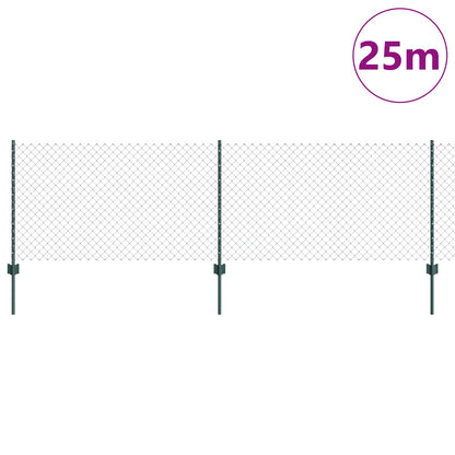 Chain Link Fence with Post 25 x 0.8 m (W x H) PVC-Coated Steel