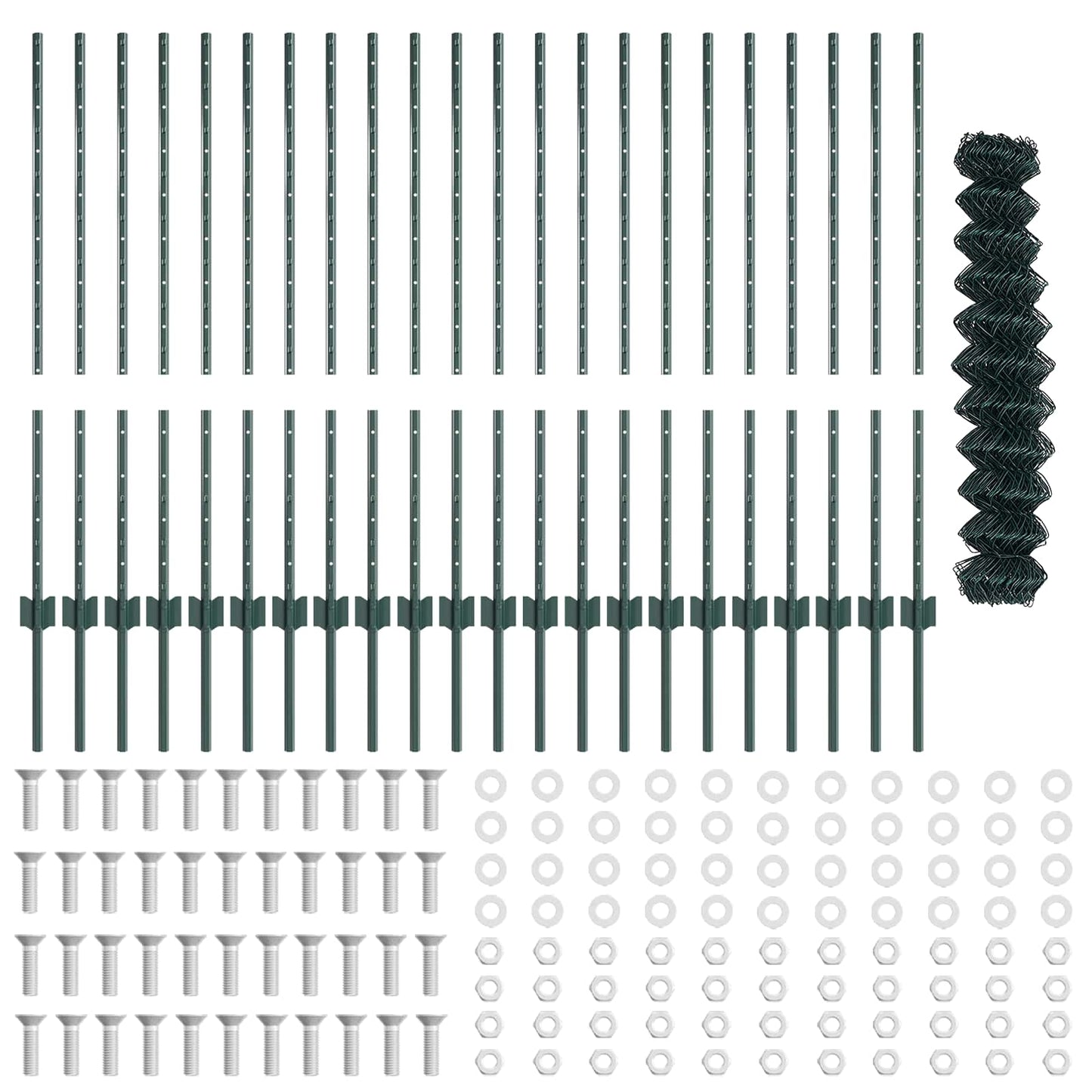 Chainlink Fence with Post 25 x 1 m PVC-Coated Steel Green Mesh