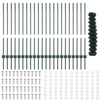Chainlink Fence with Post 25 x 1 m PVC-Coated Steel Green Mesh