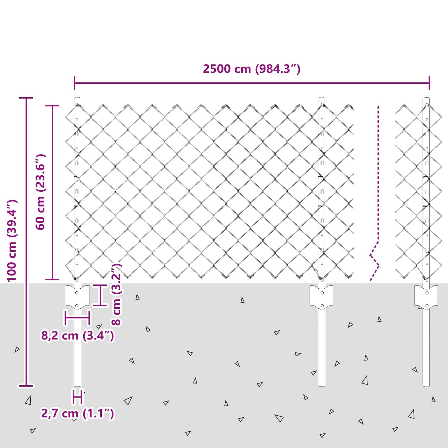 Chainlink Fence with Post 25 x 0.6 m PVC-Coated Steel Green