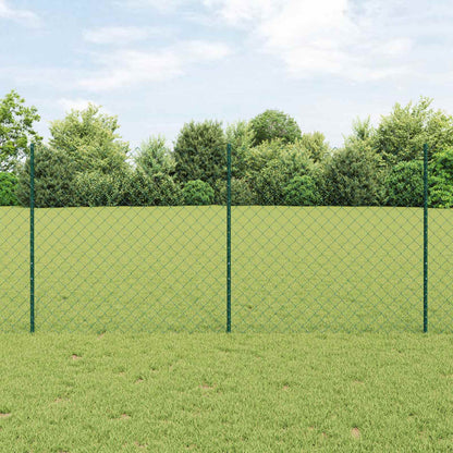 Chainlink Fence with Post 25 x 1.2 m PVC-Coated Steel Green