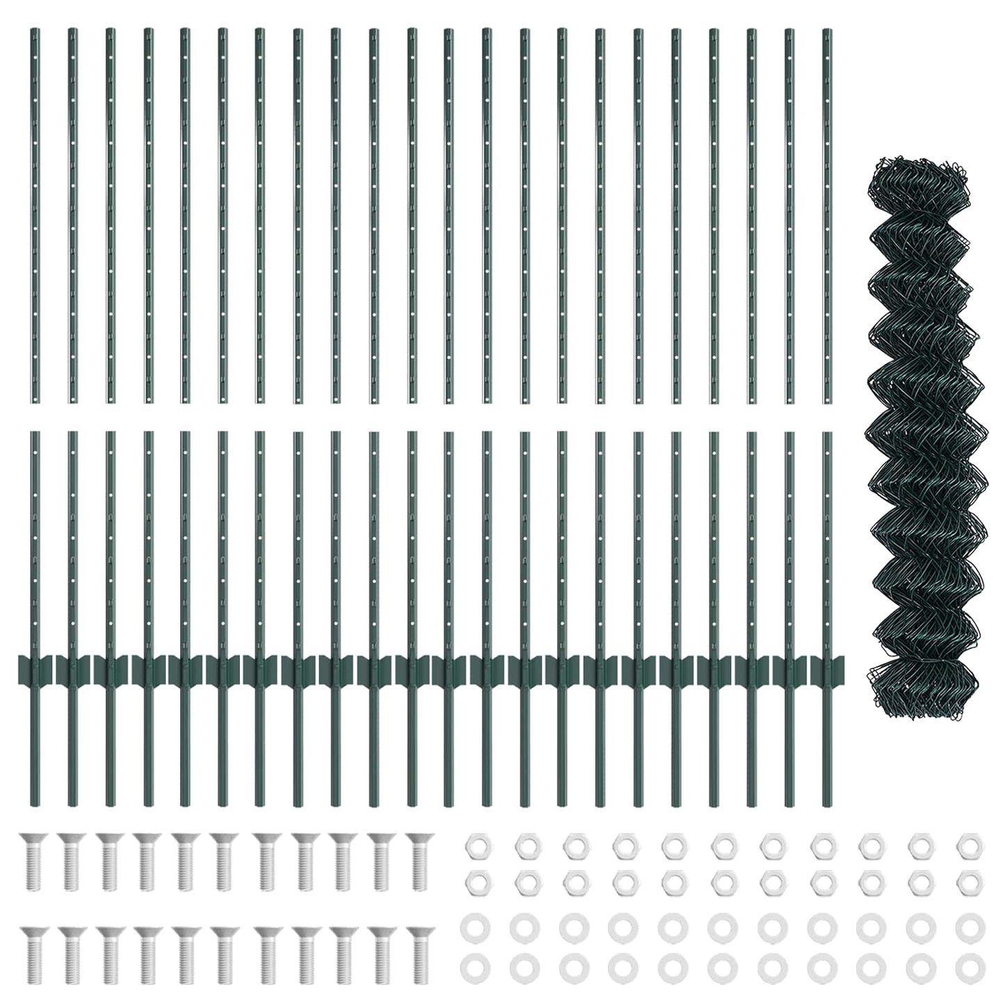 Chainlink Fence with Post 25 x 1.2 m PVC-Coated Steel Green