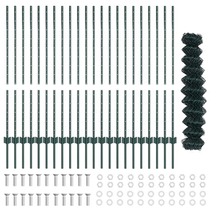 Chainlink Fence with Post 25 x 1.2 m PVC-Coated Steel Green