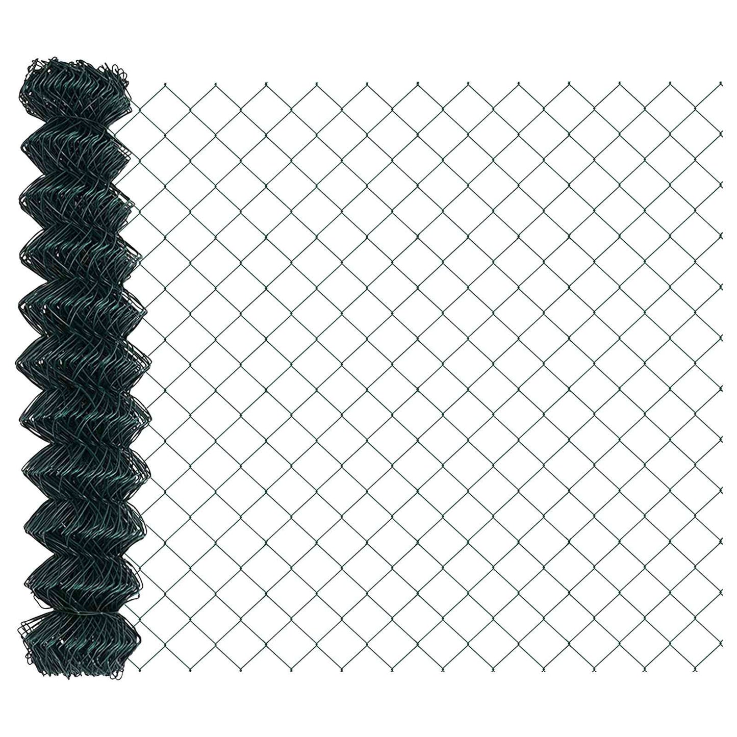 Chainlink Fence with Post 25 x 1.2 m PVC-Coated Steel Green