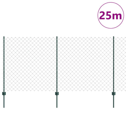 Chainlink Fence with Post 25 x 1.2 m PVC-Coated Steel Green
