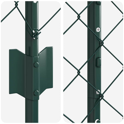 Chainlink Fence with Post 25 x 1.6 m PVC-Coated Steel Green
