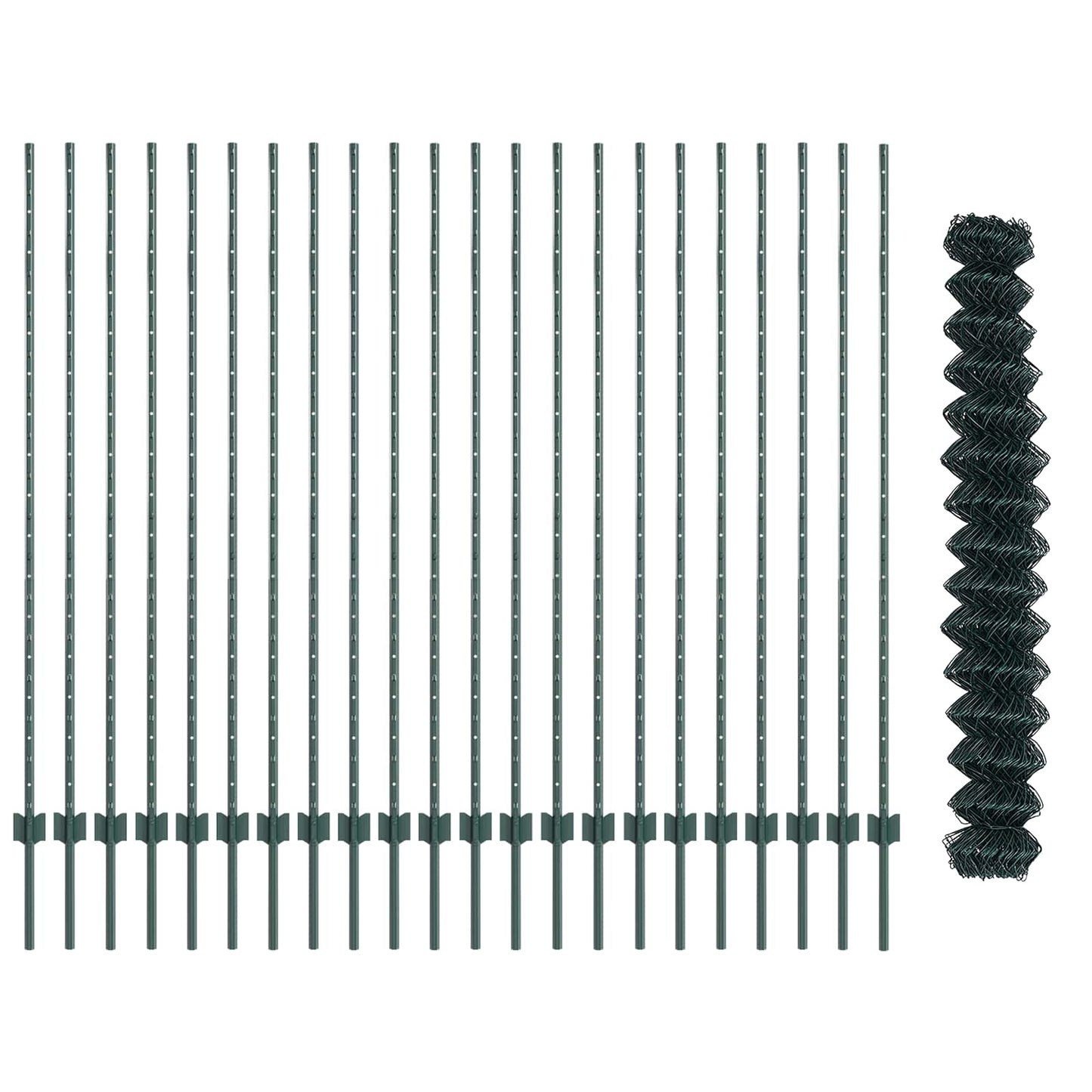Chainlink Fence with Post 25 x 1.6 m PVC-Coated Steel Green