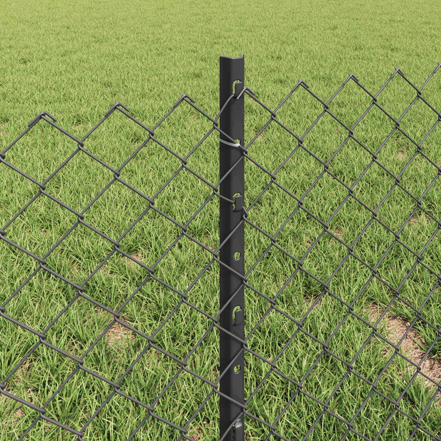 Chain Link Fence with Post 10 x 0.4 m (W x H) PVC-Coated Steel