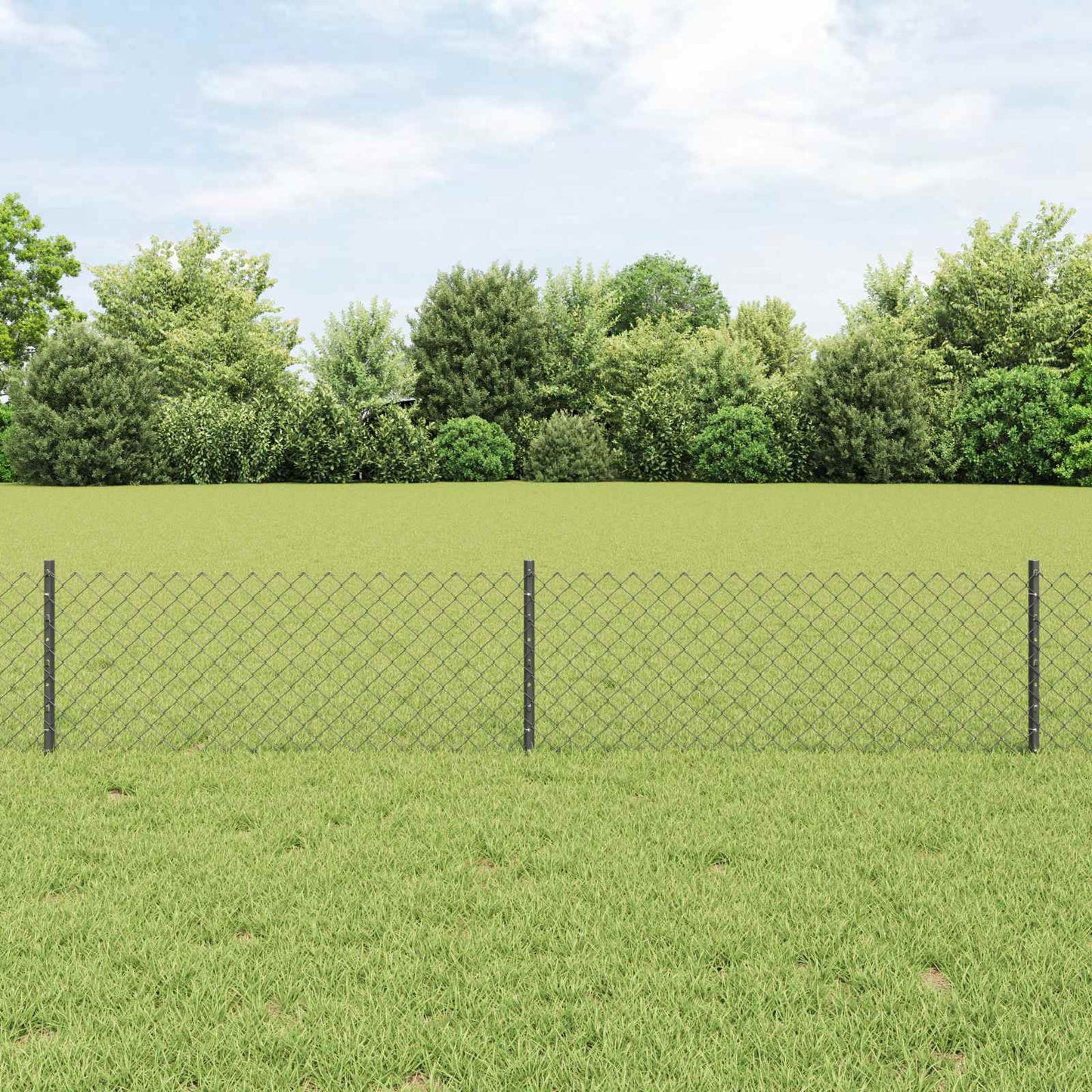 Chain Link Fence with Post 10 x 0.4 m (W x H) PVC-Coated Steel