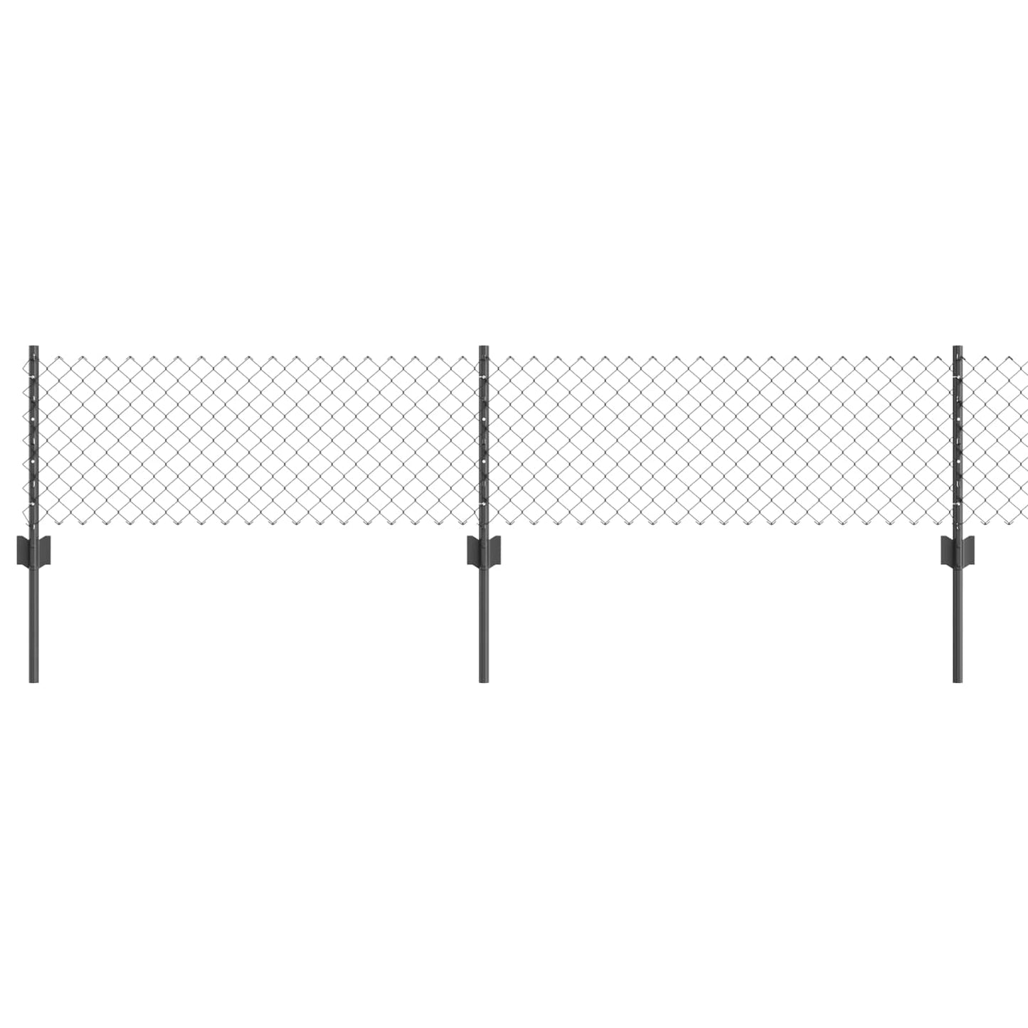 Chain Link Fence with Post 10 x 0.4 m (W x H) PVC-Coated Steel