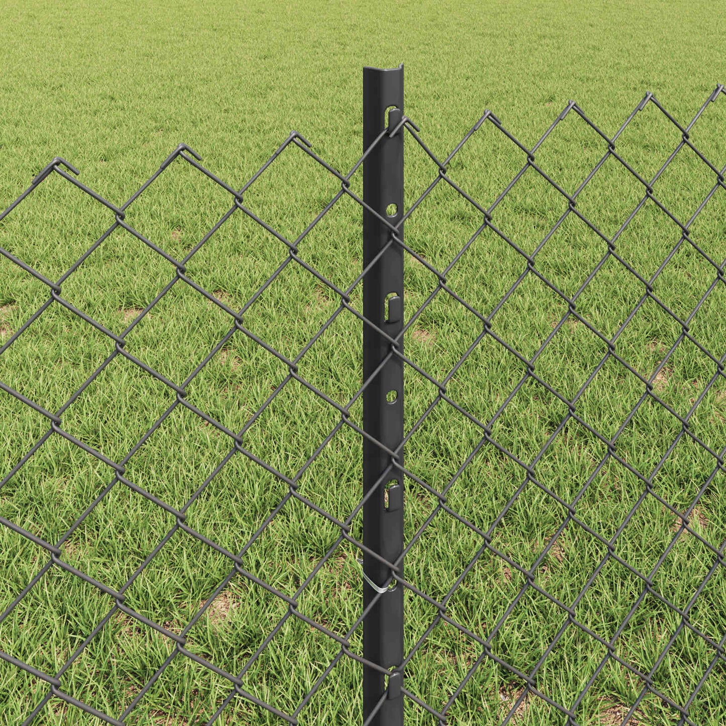 Chain Link Fence with Post 10 x 0.6 m (W x H) PVC-Coated Steel