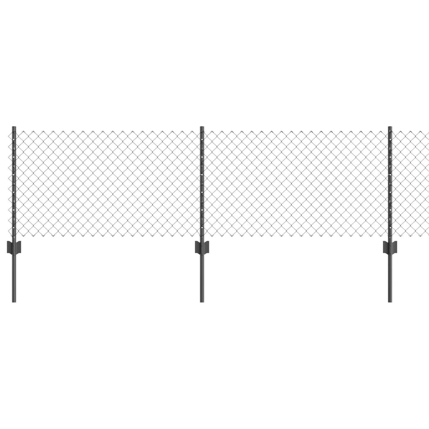 Chain Link Fence with Post 10 x 0.6 m (W x H) PVC-Coated Steel