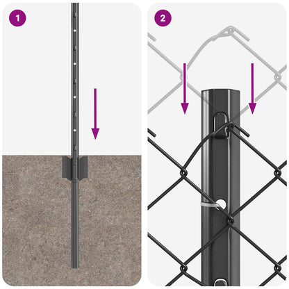 Fence with Post Grey 0.8 x 10 m Steel and PVC