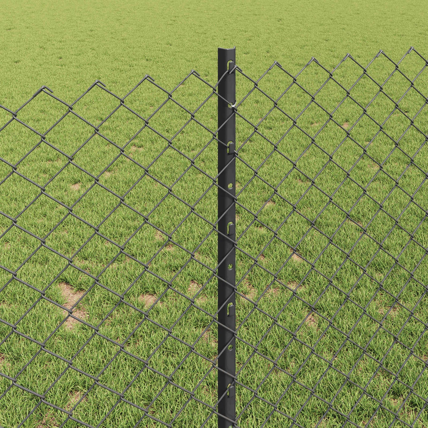 Chain Link Fence with Post 10 x 1 m (W x H) PVC-Coated Steel