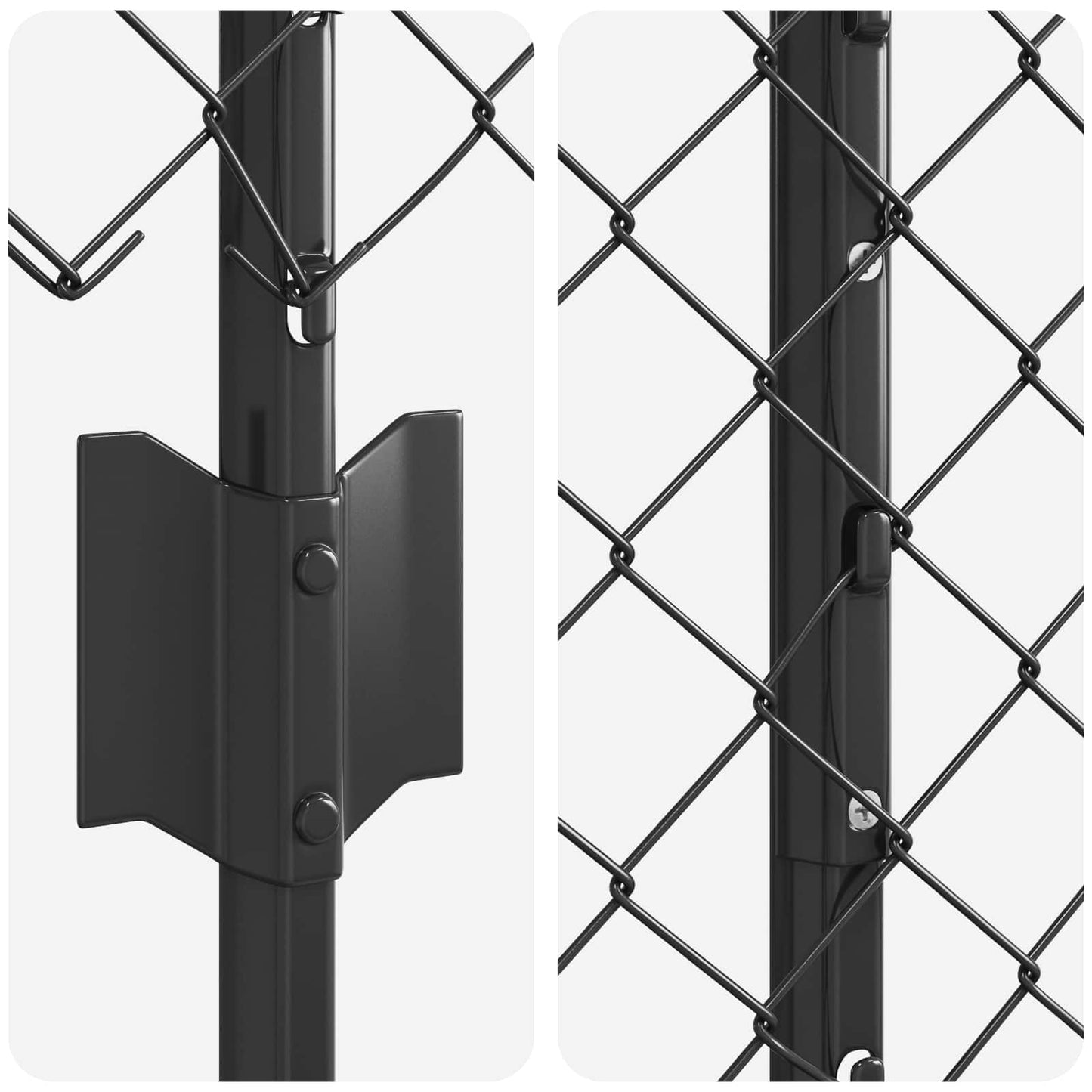 Chainlink Fence with Post 10 x 1.2 m PVC-Coated Steel Grey Mesh