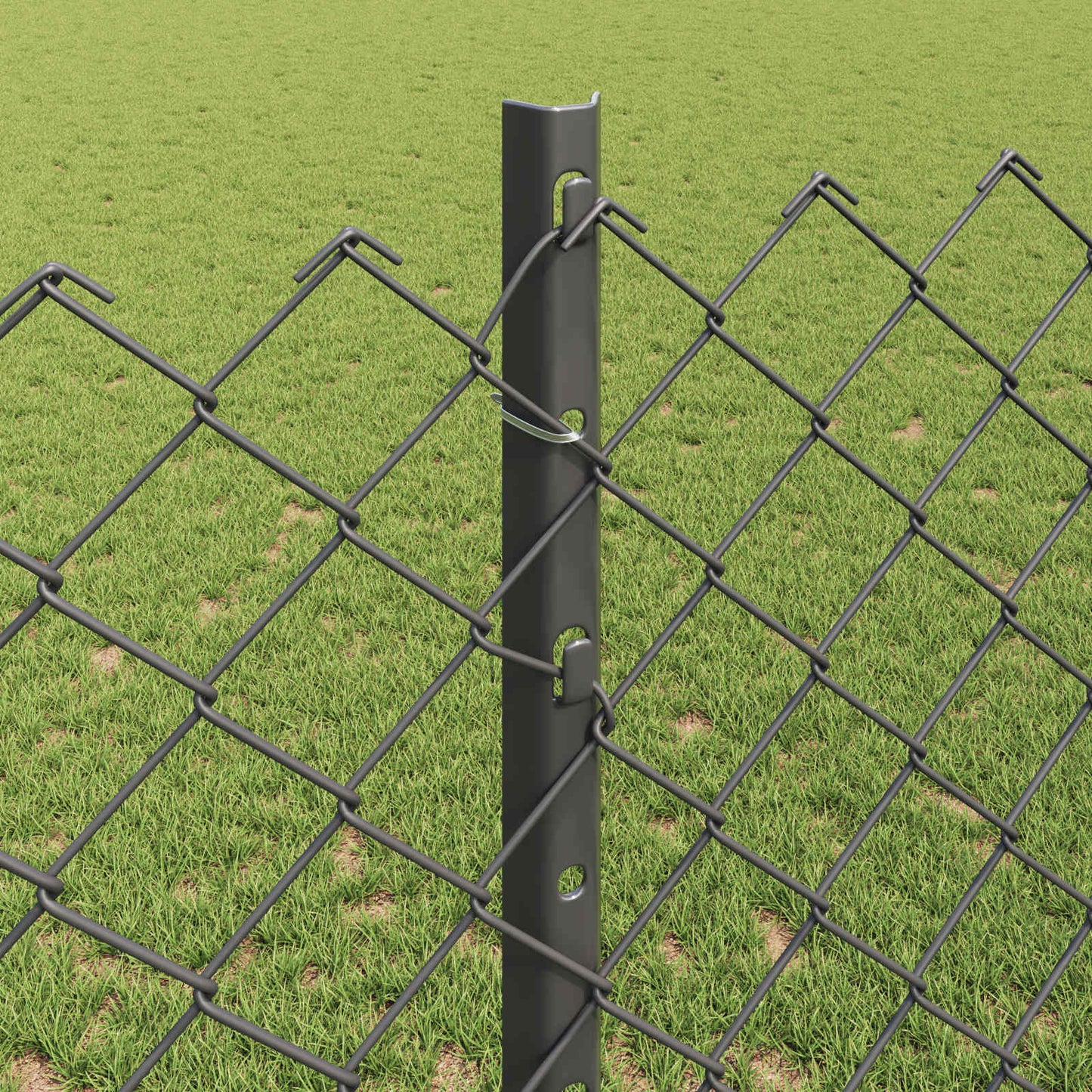 Chain Link Fence with Post 10 x 1.2 m (W x H) PVC-Coated Steel