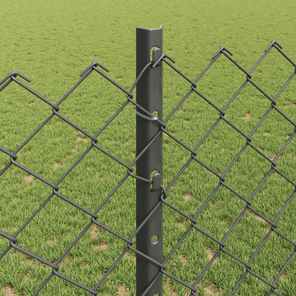 Chain Link Fence with Post 10 x 1.2 m (W x H) PVC-Coated Steel