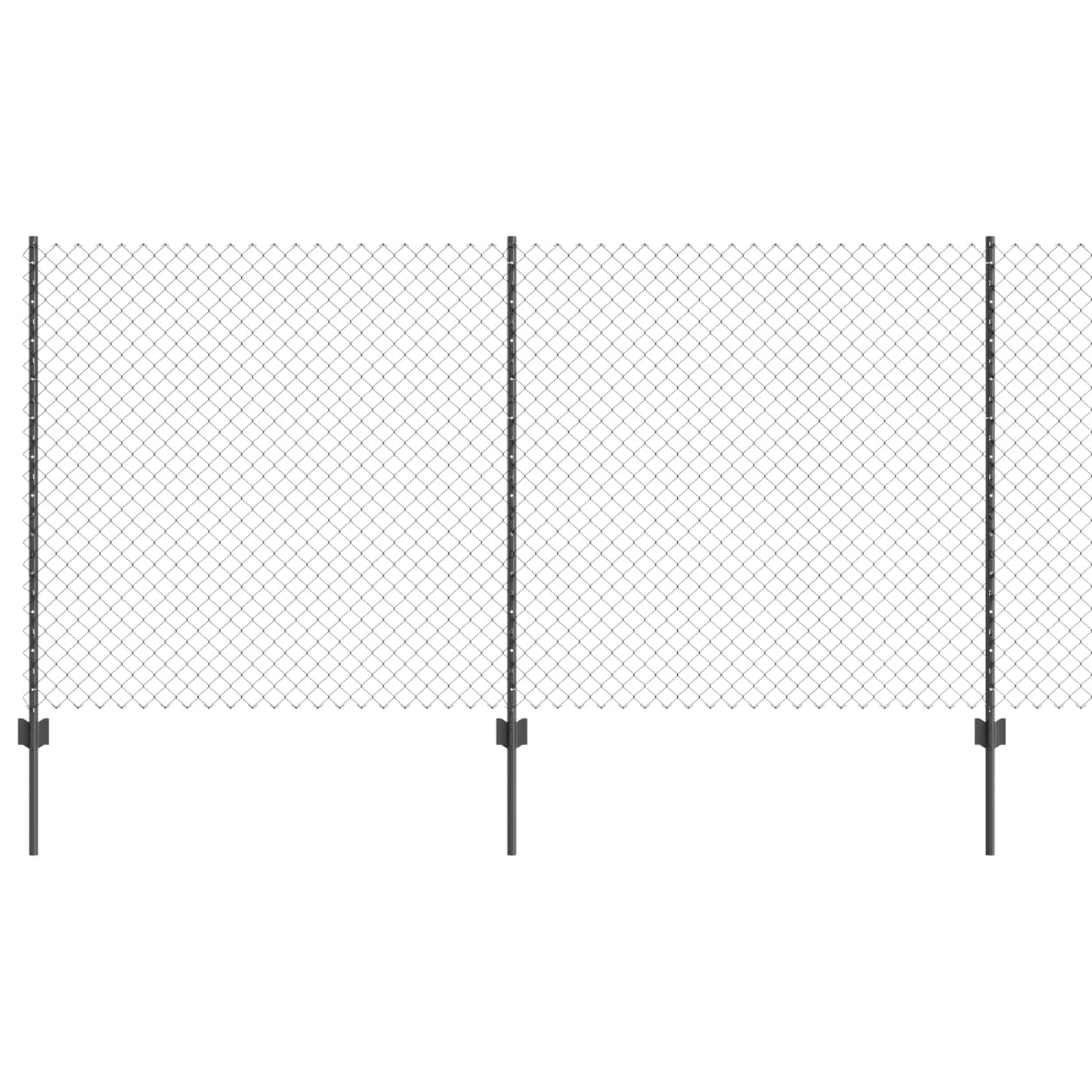 Chain Link Fence with Post 10 x 1.2 m (W x H) PVC-Coated Steel