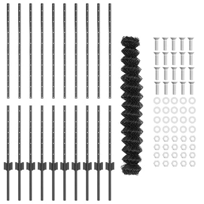 Chainlink Fence with Post 10 x 1.2 m PVC-Coated Steel Grey Mesh