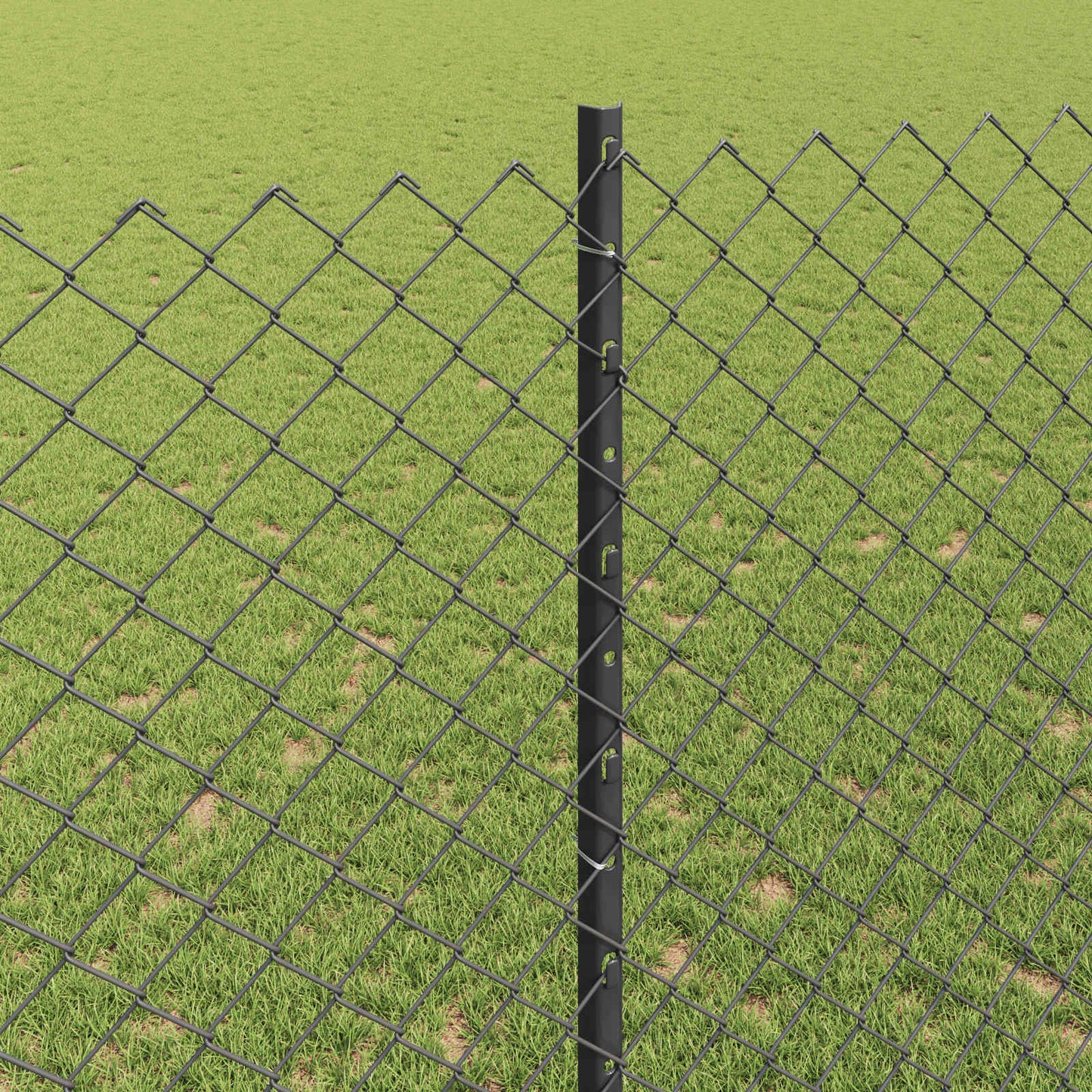 Chainlink Fence with Post 10 x 1.4 m PVC-Coated Steel Grey Mesh