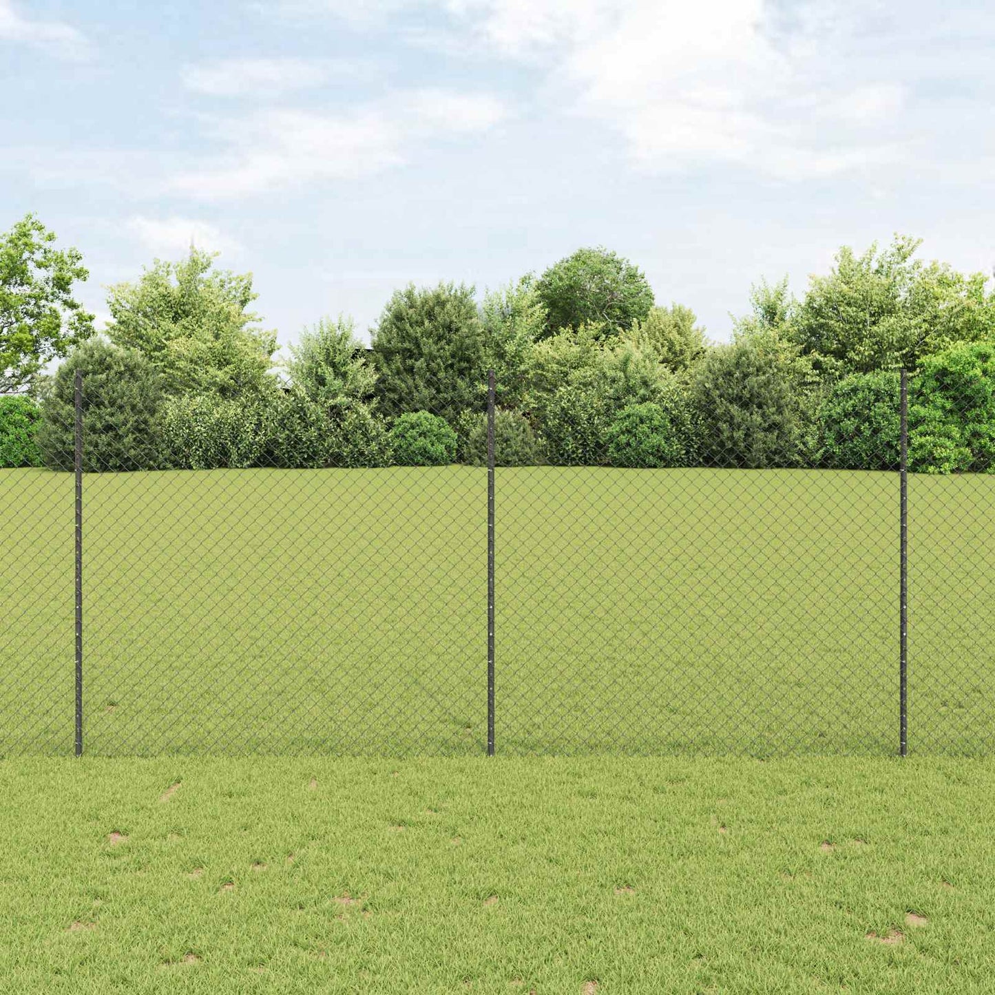 Chainlink Fence with Post 10 x 1.4 m PVC-Coated Steel Grey Mesh