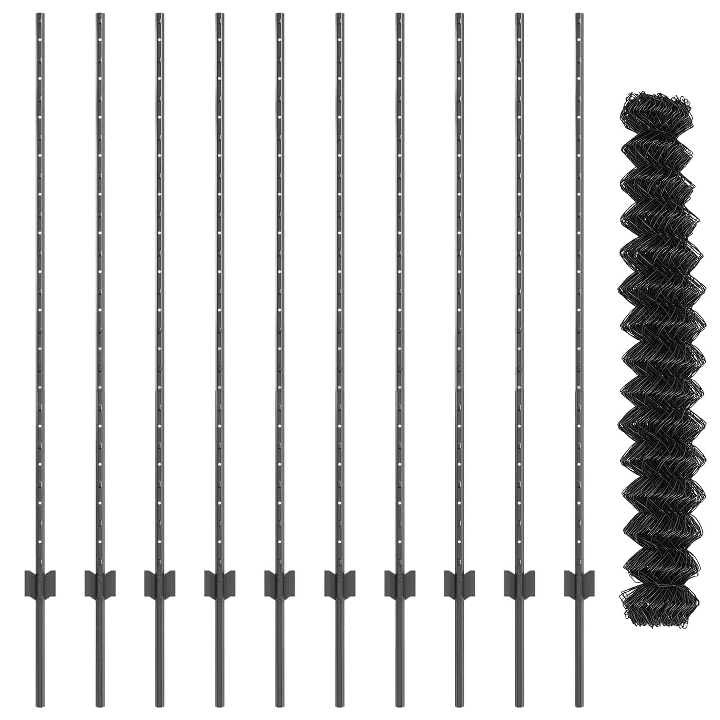 Chainlink Fence with Post 10 x 1.4 m PVC-Coated Steel Grey Mesh