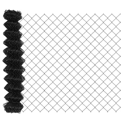 Chainlink Fence with Post 10 x 1.4 m PVC-Coated Steel Grey Mesh